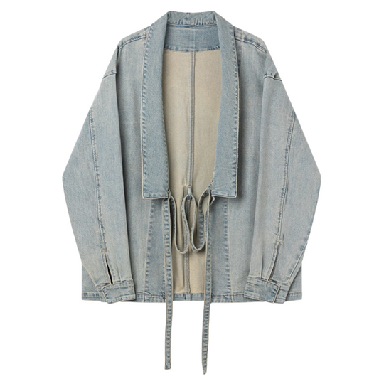 Washed Denim Kimono Jacket