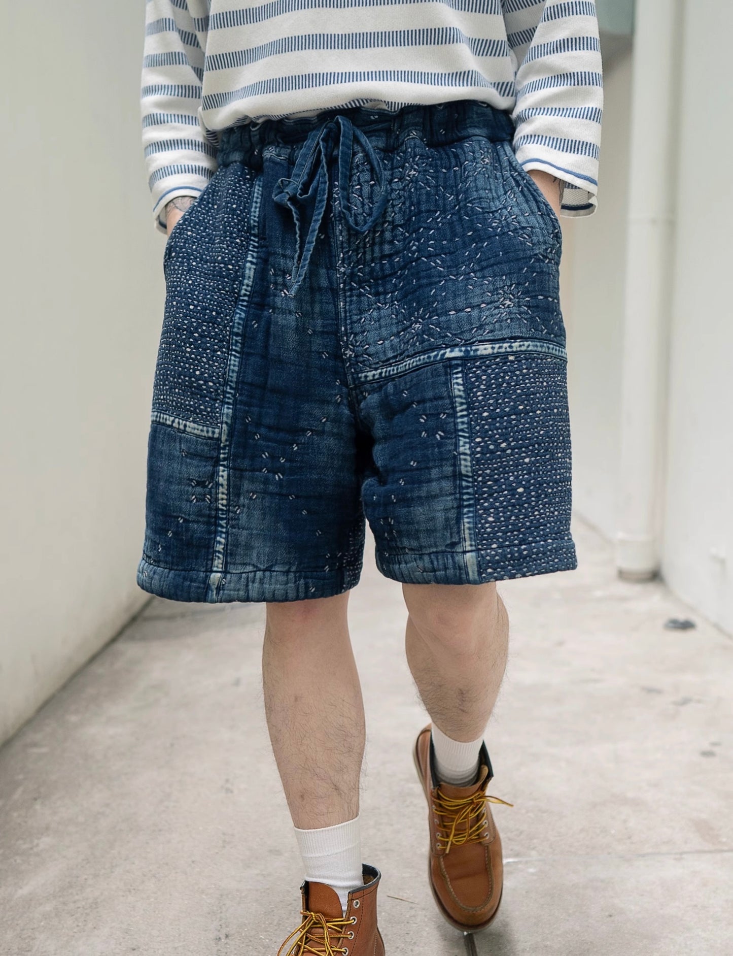 Indigo Dye Sashiko Starry Night Shorts