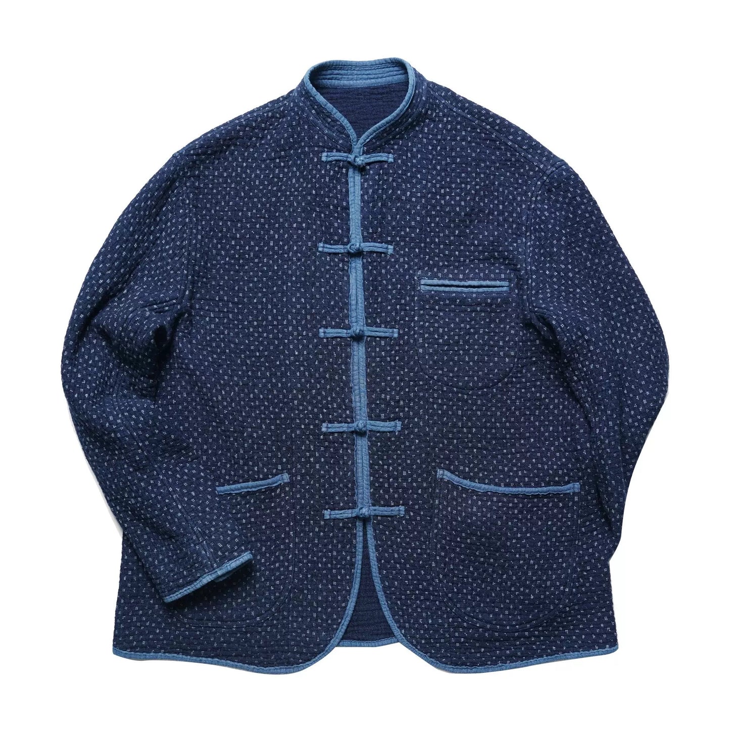 Indigo Dye Heavyweight Sashiko Chinese Coat