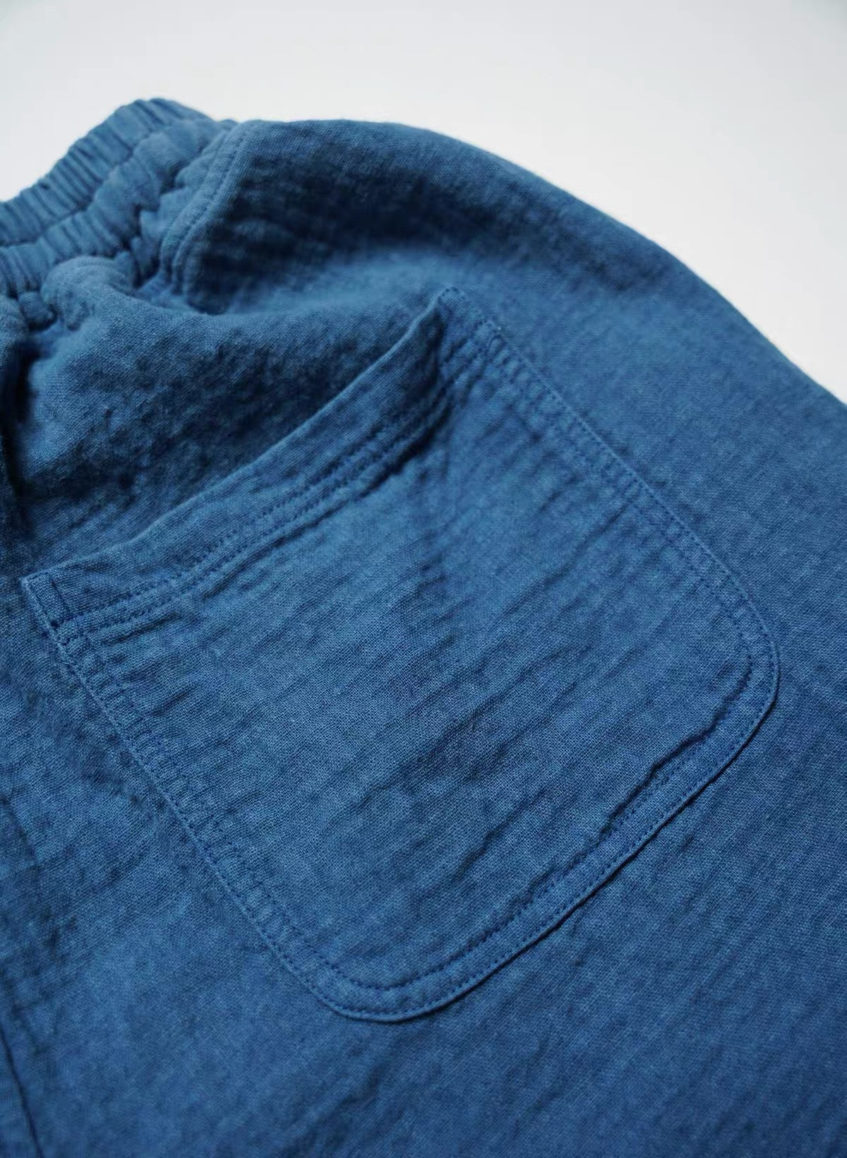 Hand-Dyed Indigo Double Gauze Easy Shorts