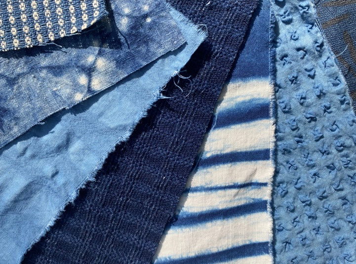 Indigo Dye Fabric Scraps Bundles