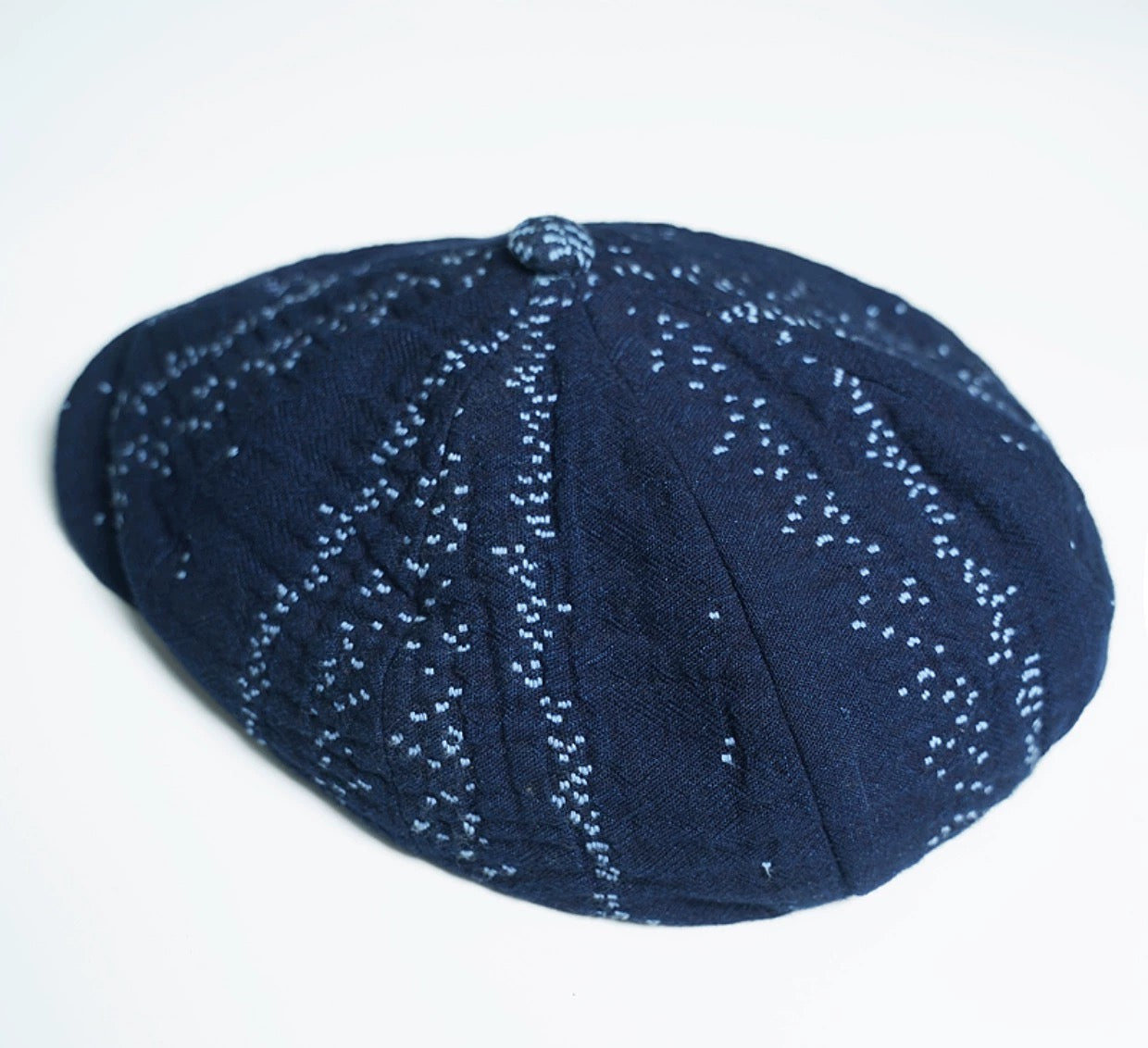 Dark Indigo Dye Sashiko Newsboy Cap