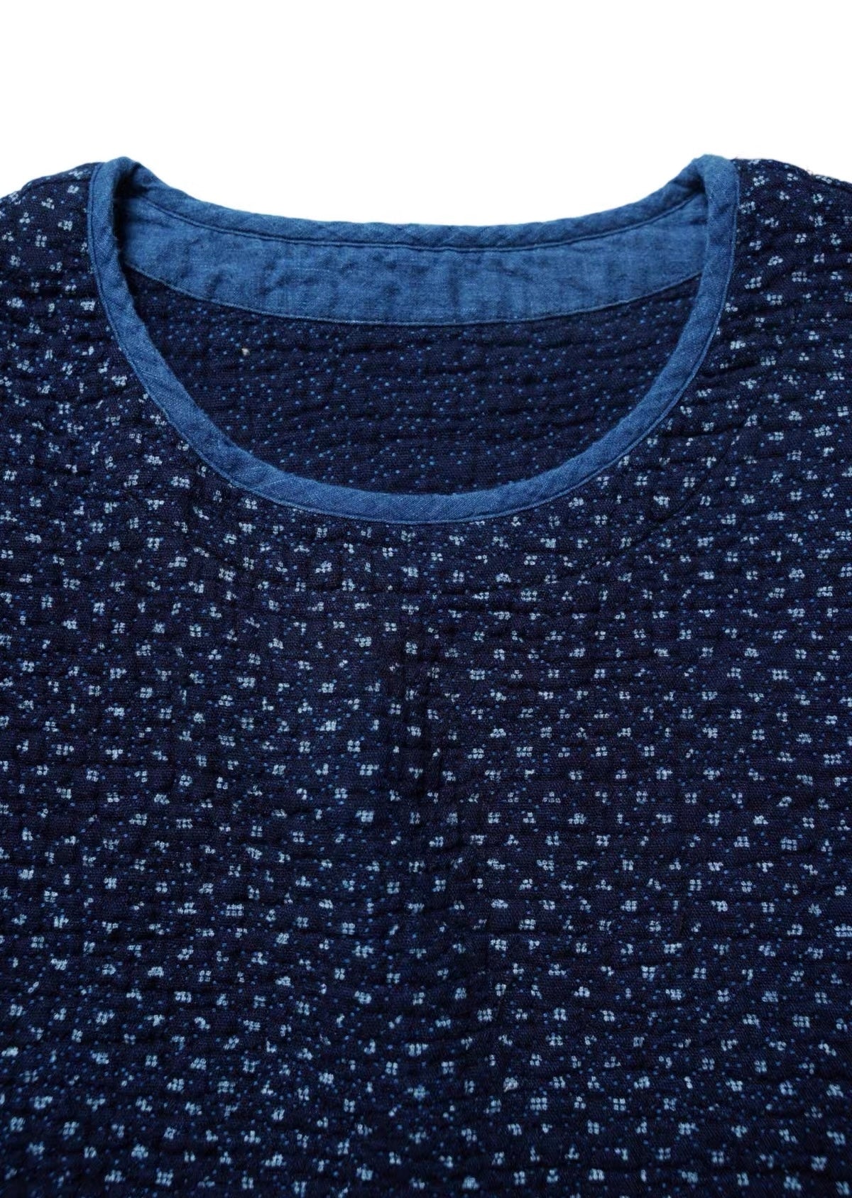 Indigo Dye Discharge Sashiko Pullover