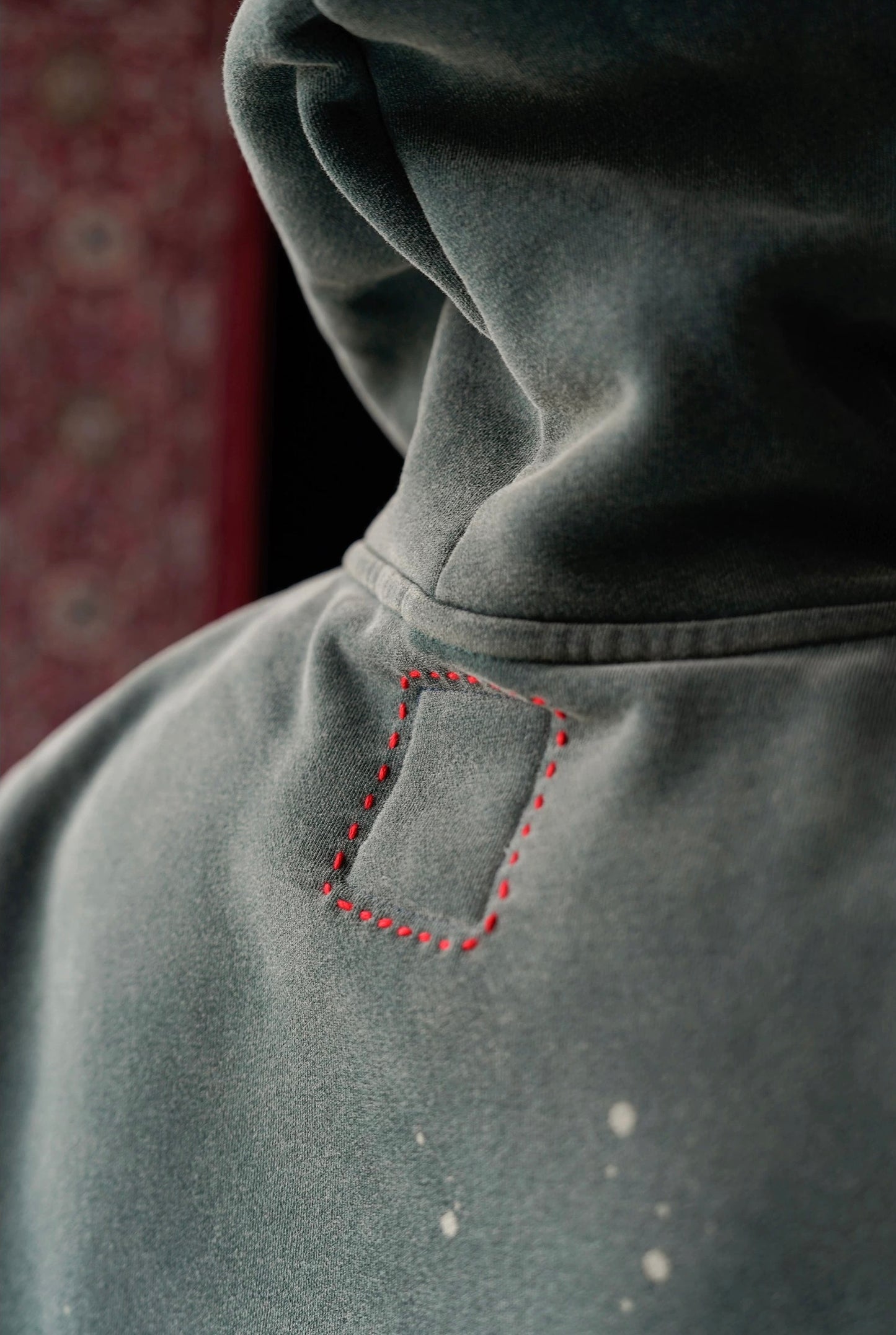 Green Sashiko Map Patchwork Hoodie