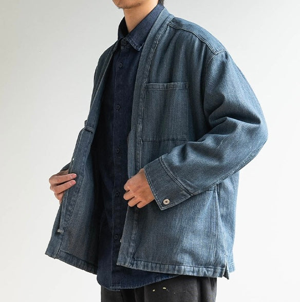 Blue Denim Strap Haori Jacket