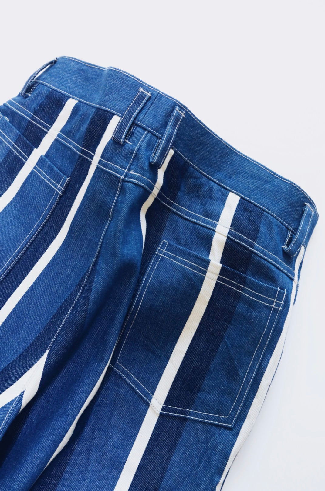 Denim Patchwork Striped Pants