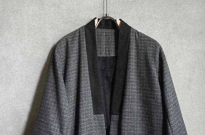 Checked Herringbone Noragi Coat