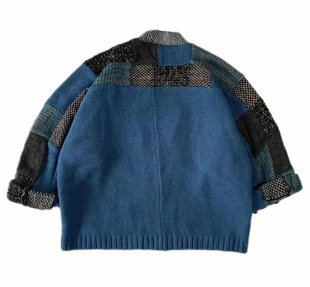 Patchwork Knit Kimono Jacket