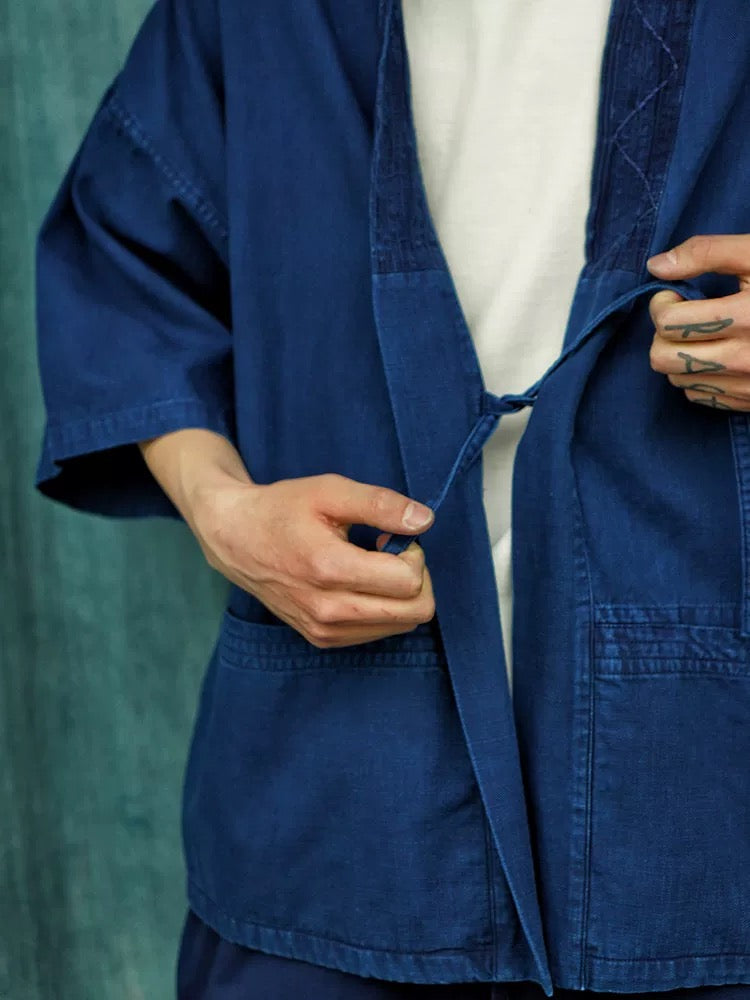 Indigo Dye 3/4 Sleeve Kimono Jacket