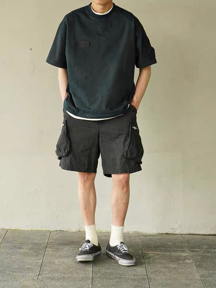 Botanical-Dyed Flight Pocket Heavyweight Tee - Ink Blue