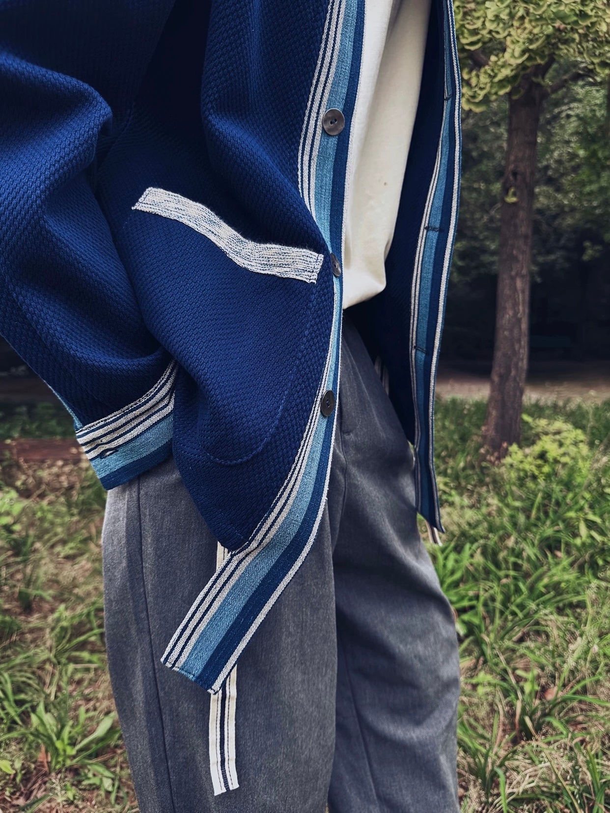 Indigo Dye Patchwork Sashiko Haori Jacket