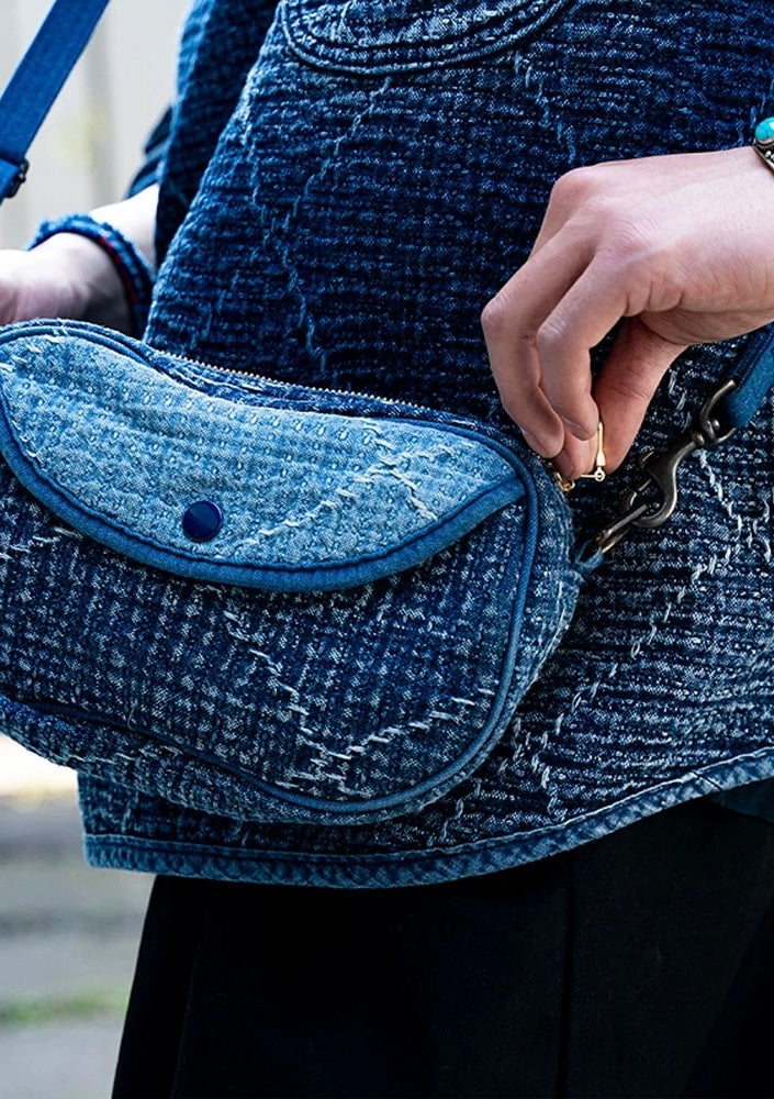 Indigo Dye Sashiko Shoulder Bag