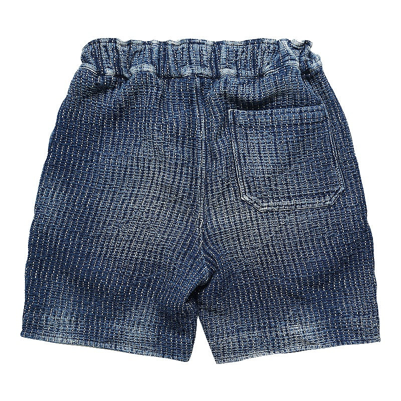 Indigo Dye Sashiko Elastic Waist Shorts