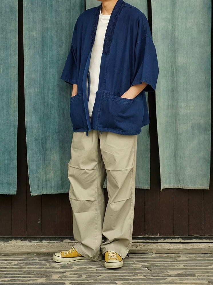 Indigo Dye 3/4 Sleeve Kimono Jacket