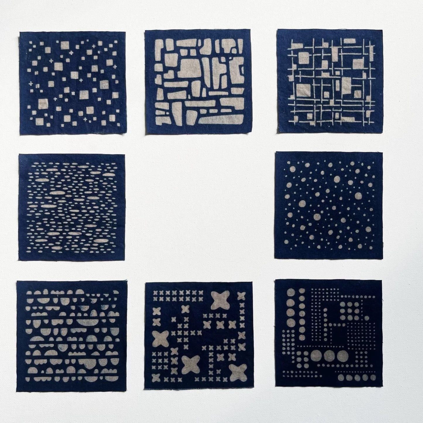 Indigo Dye Pixel Fabric Scraps Bundles