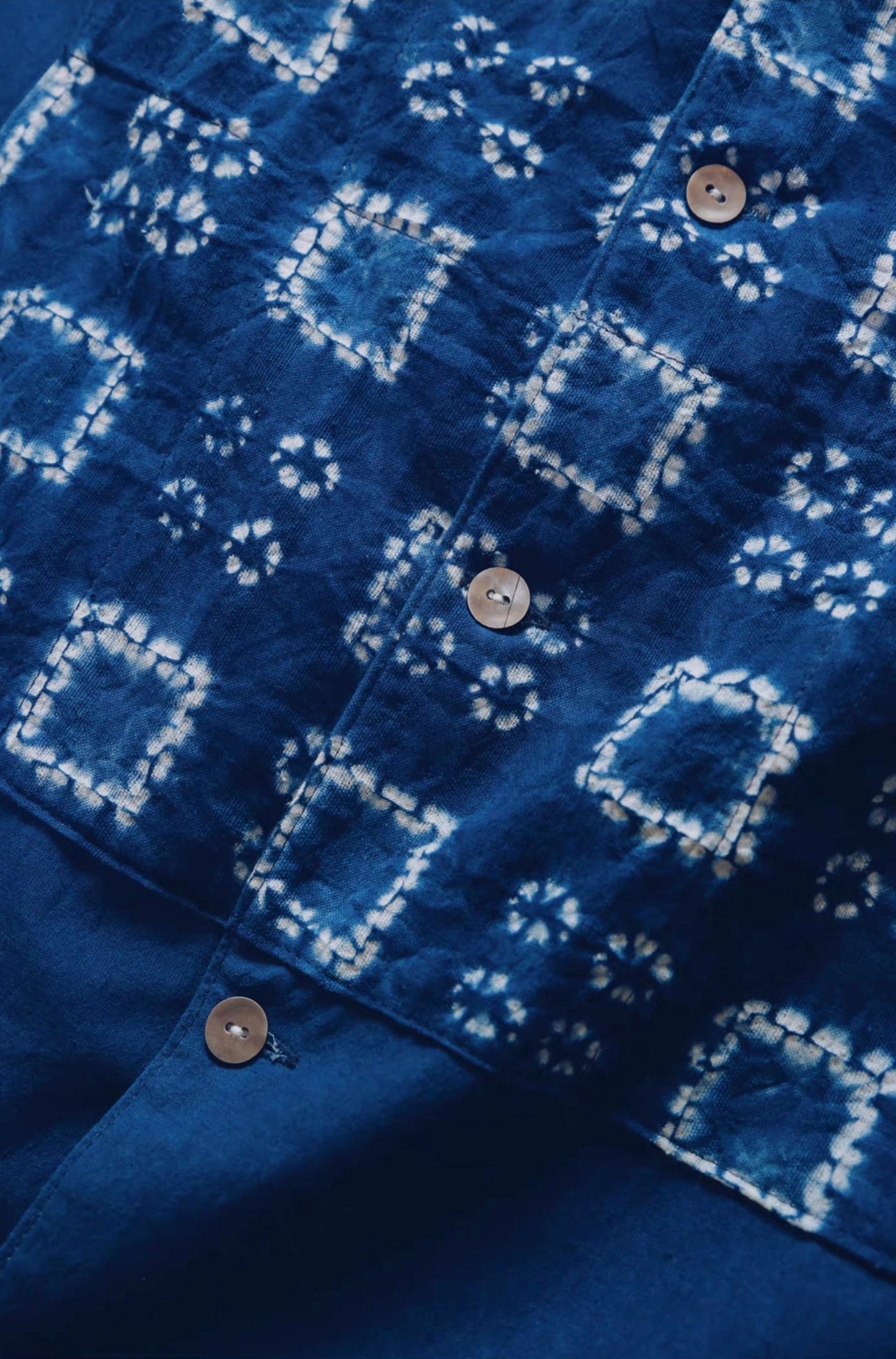 Indigo Dye Patchwork Maze Aloha Shirt