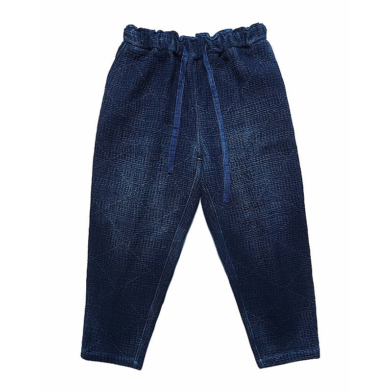 Indigo Dye Sashiko Carrot Tapered Pants