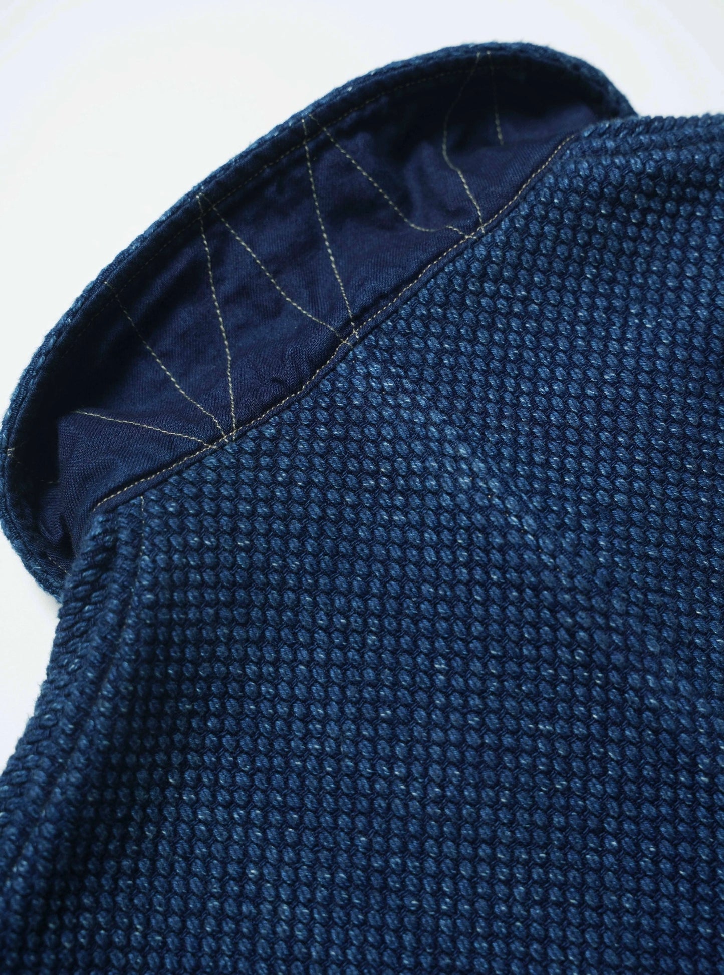 Indigo Dye Patchwork Sashiko 4 Pockets Worker Coat