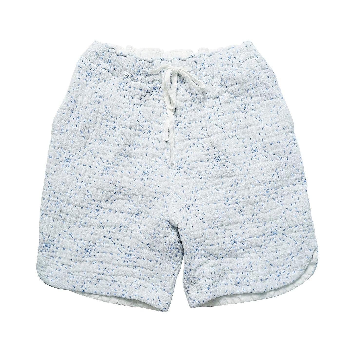 White Sashiko Starry Night E-Waist Shorts