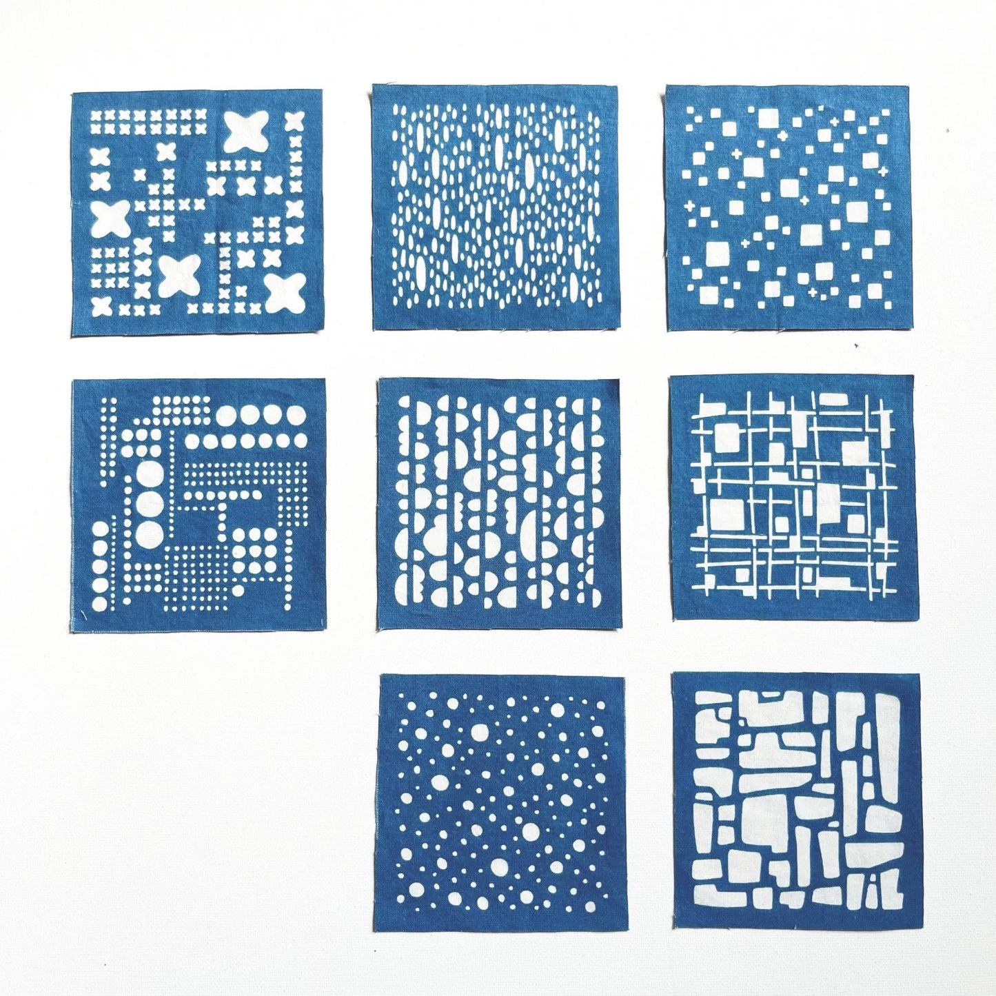 Indigo Dye Pixel Fabric Scraps Bundles