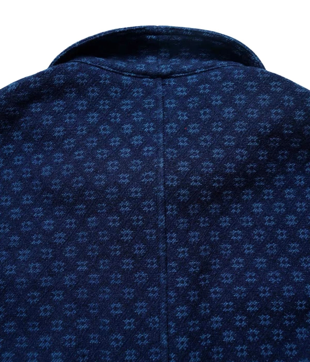 Indigo Dye Octagonal Jacquard Double-Breasted Work Jacket