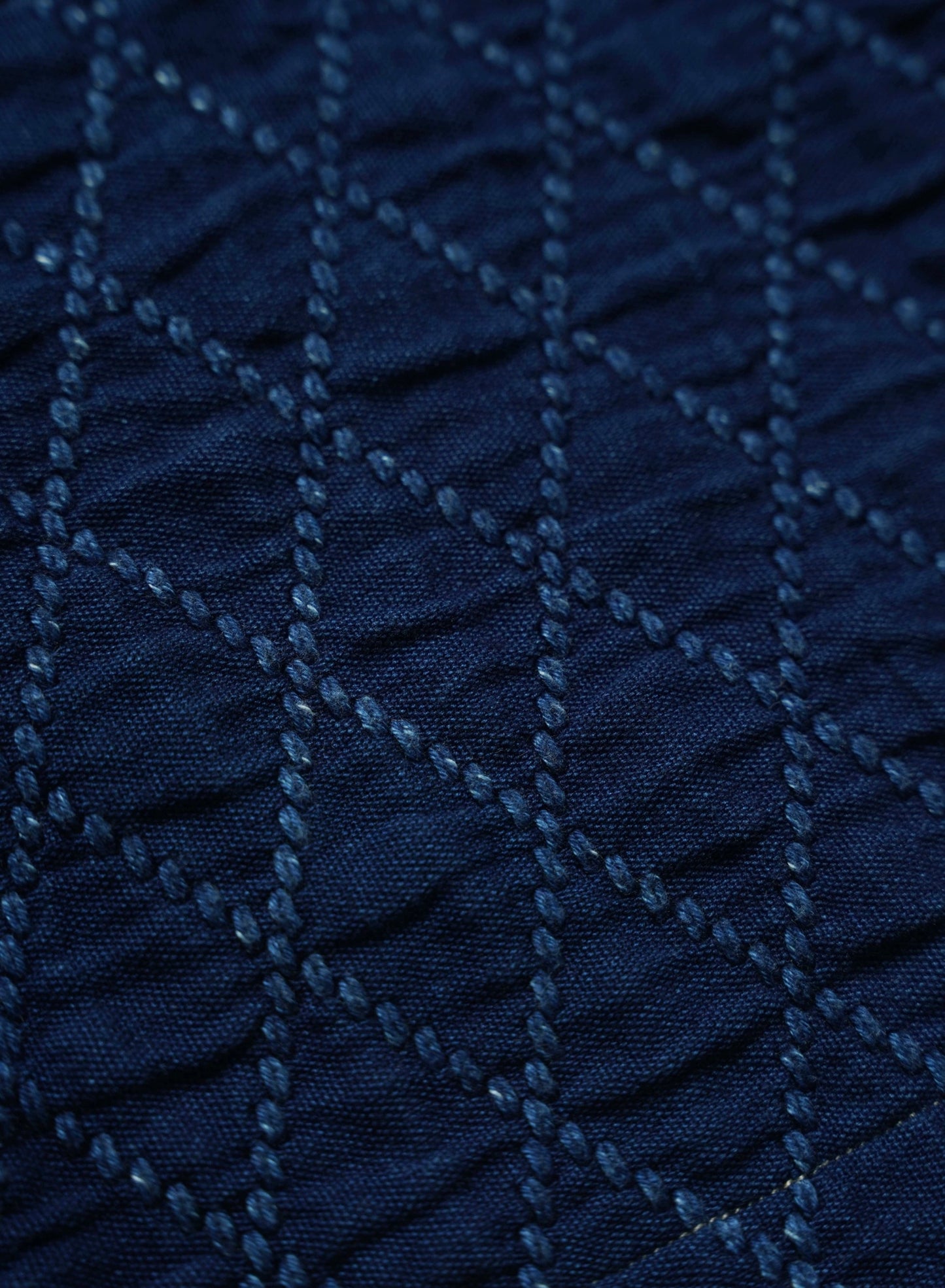 Indigo Dye Patchwork Sashiko 4 Pockets Worker Coat