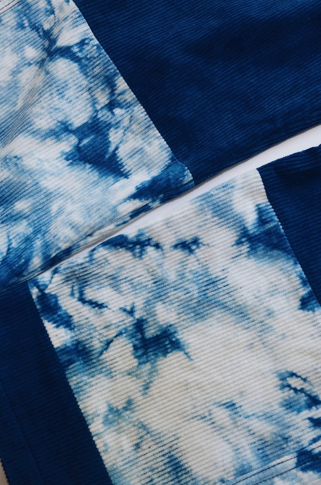 Indigo Dye Patchwork Corduroy Pants