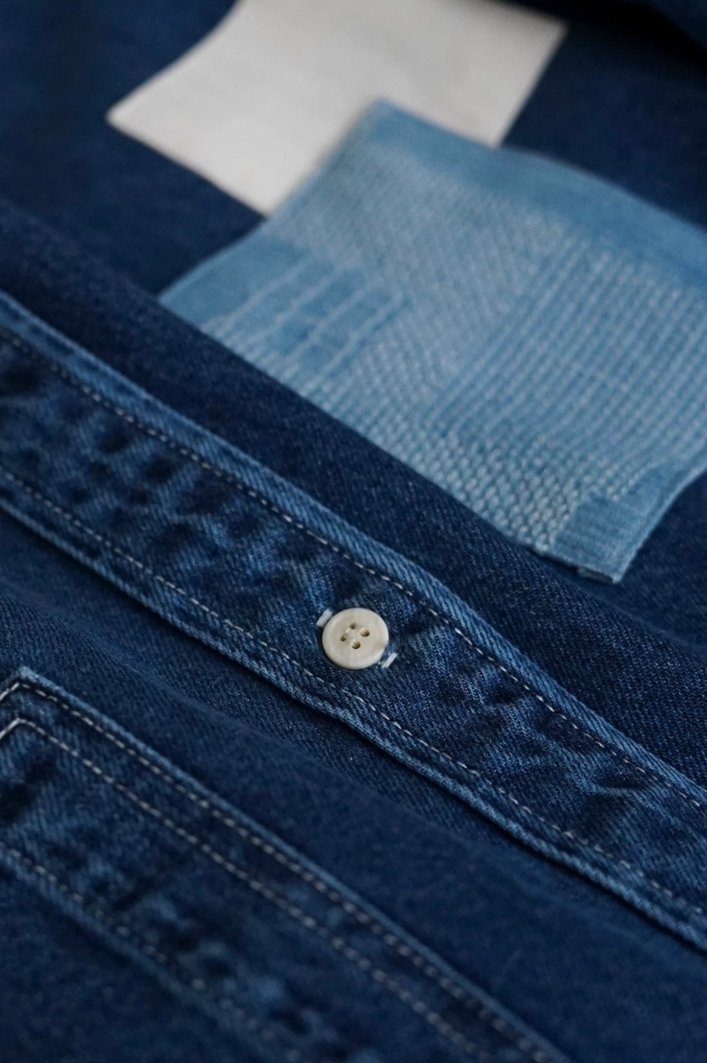 Dark Blue Patchwork Denim Shirt