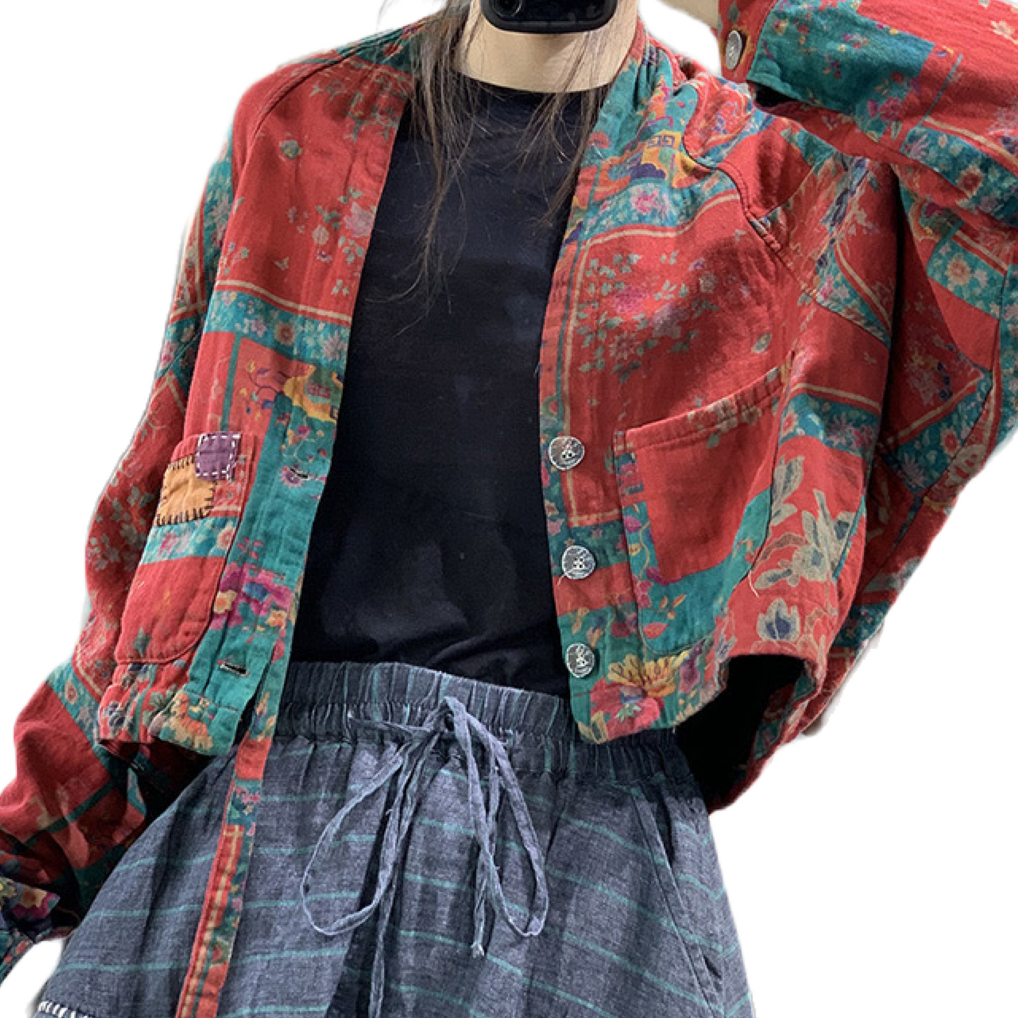 Folk Patchwork Padded Noragi Jacket