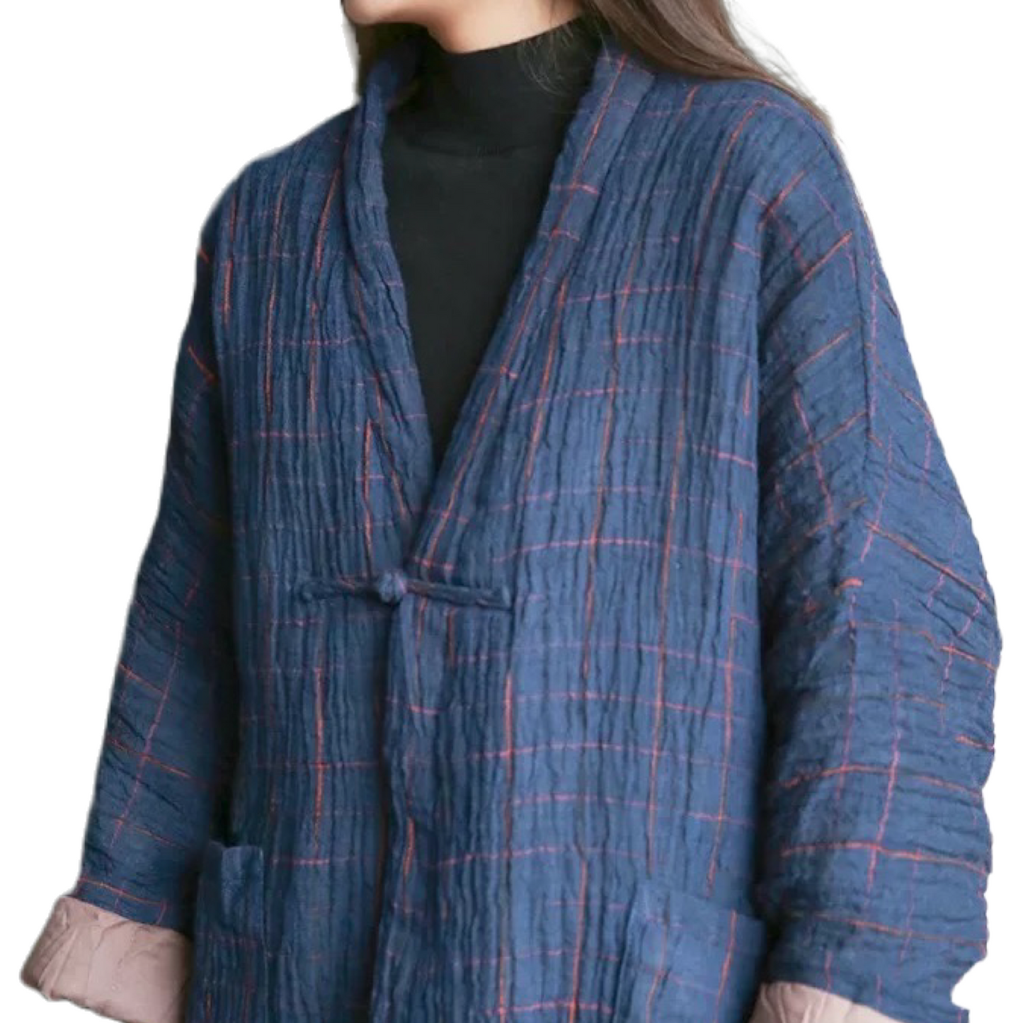 Wrinkles Checked Kimono Jacket