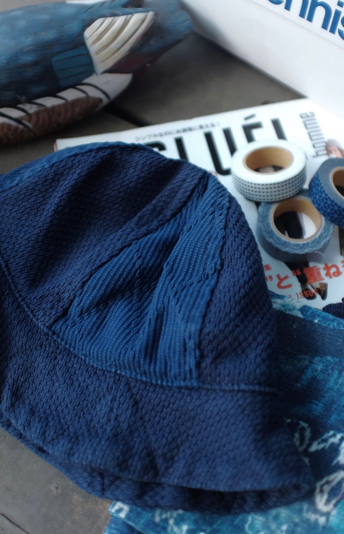 Indigo Dye Kendo Patchwork Brim Hat