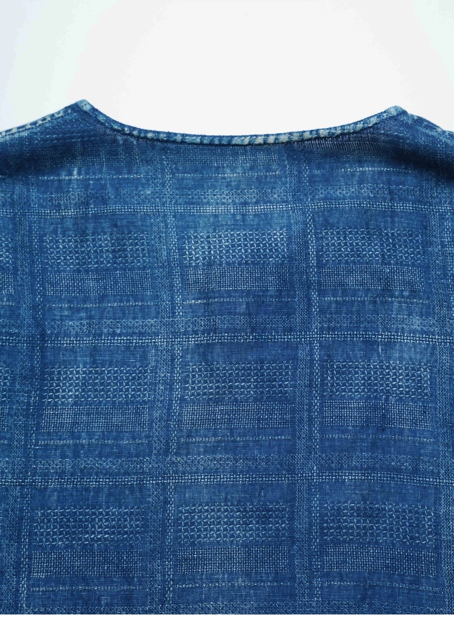 Indigo Dye Linen Henley Shirt