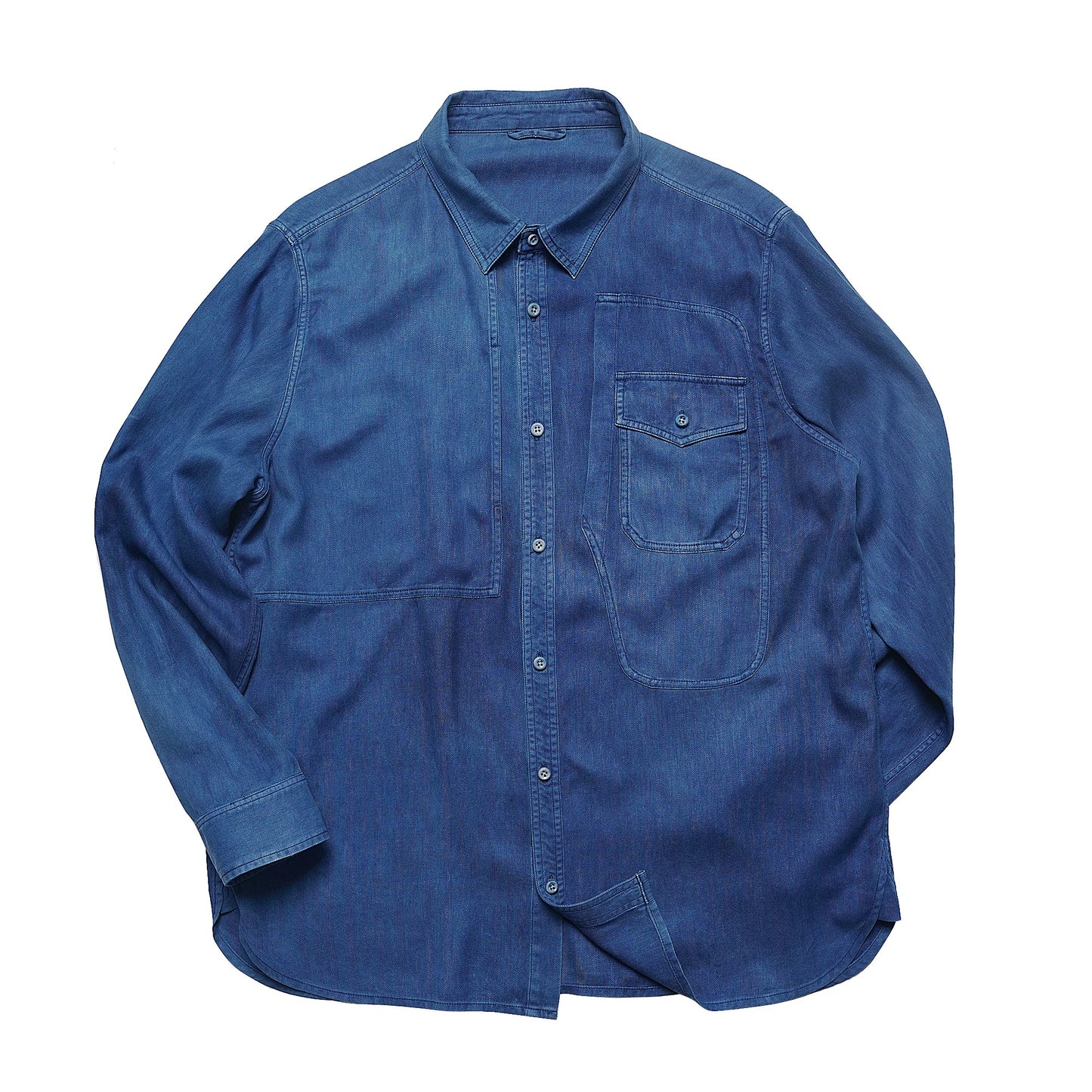 Indigo Dye Mulberry Silk Worker Shirt