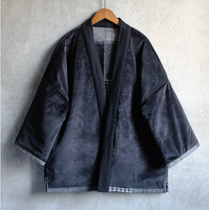 Checked Patchwork Flannel Haori Jacket