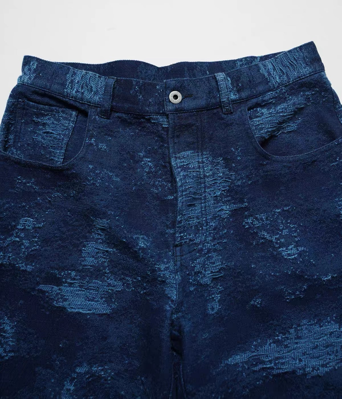 Indigo Boro Textured Patchwork Shorts