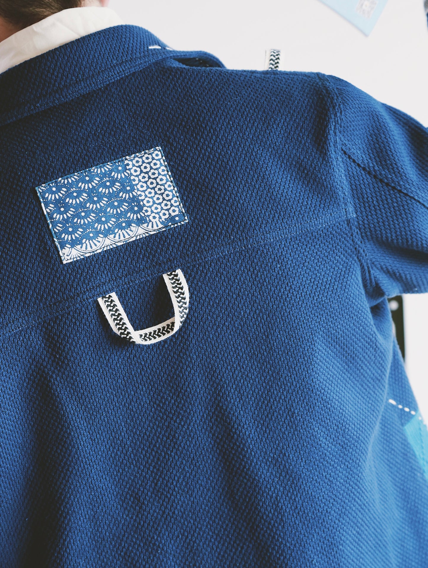 Indigo Dye Two Tone Sashiko Worker Jacket