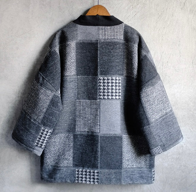 Checked Patchwork Flannel Haori Jacket