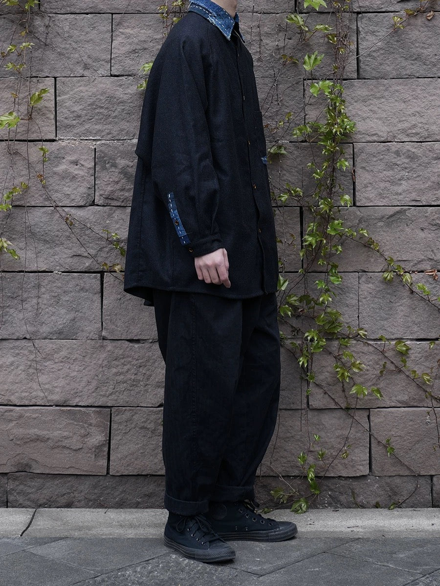 Woolen Patchwork Kofu Coat