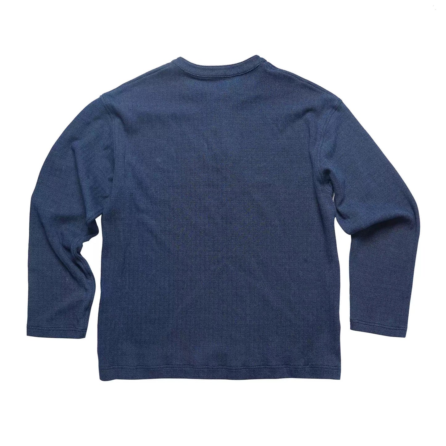 Indigo Dye Knit Henley Long Sleeve T-Shirt