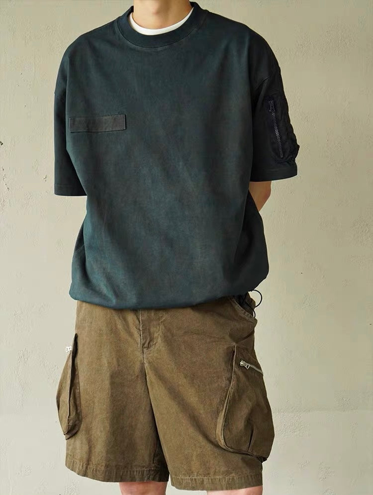 Botanical-Dyed Flight Pocket Heavyweight Tee - Ink Blue