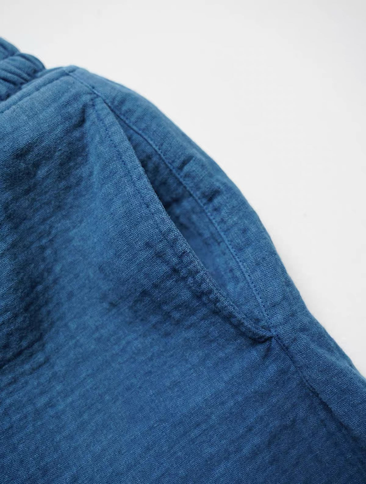 Hand-Dyed Indigo Double Gauze Easy Shorts