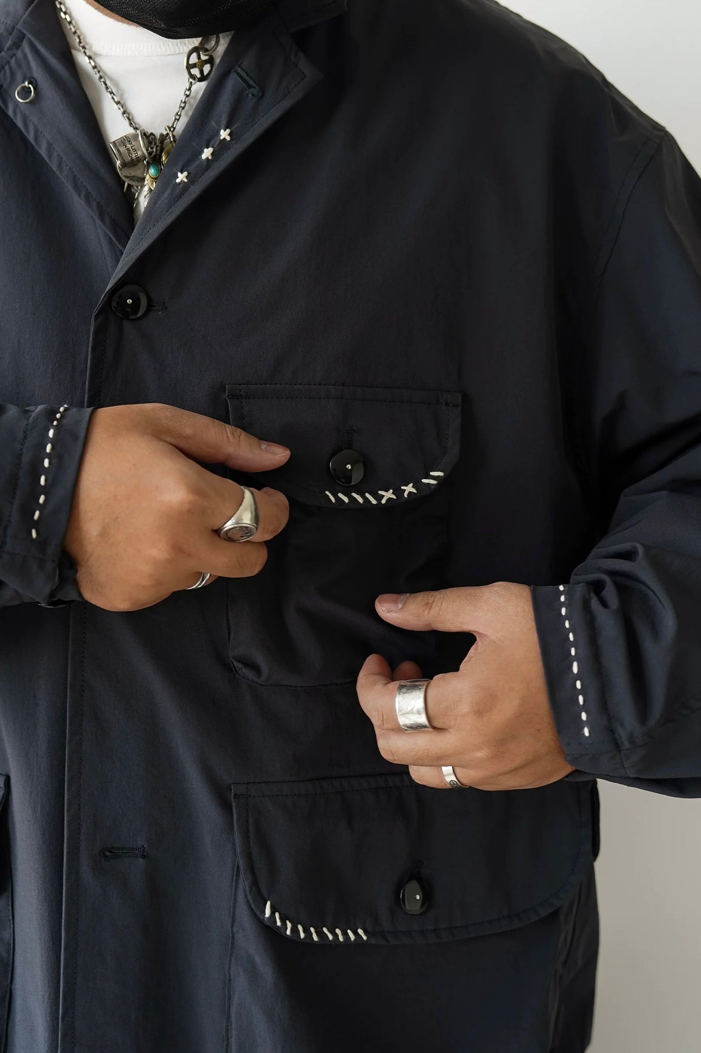 Dark Grey Water-Repellent Sashiko Blazer