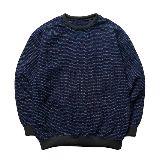 Indigo Dye Running Stitch Sashiko Crewneck