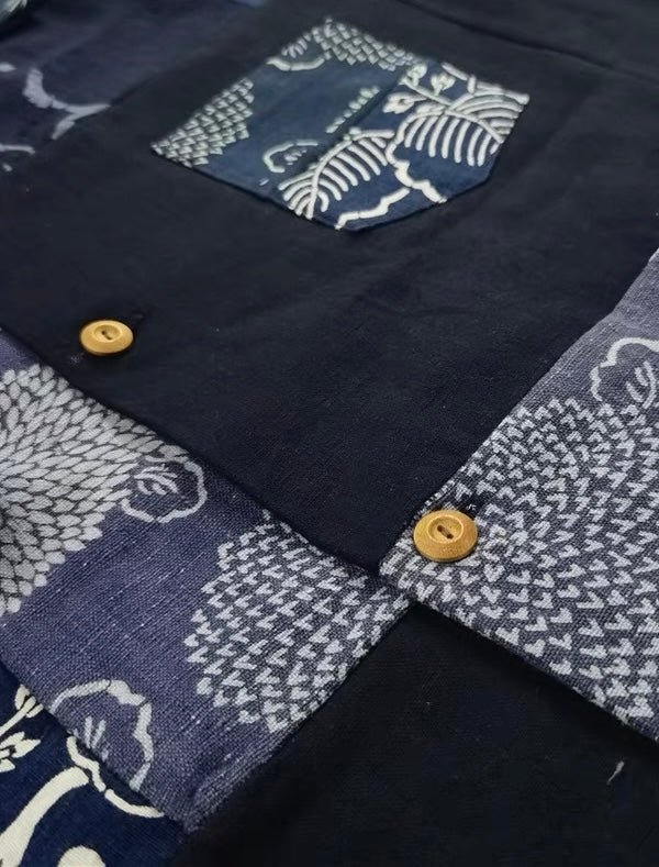 Indigo Dye Kofu Patchwork Shirt