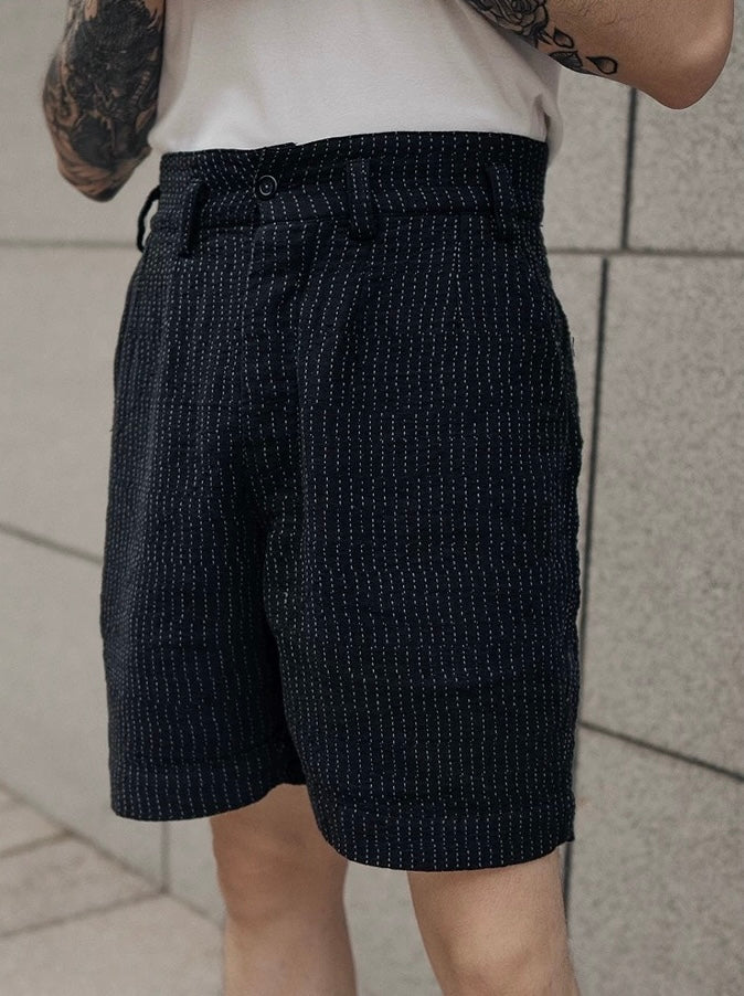 Black Sashiko French Shorts