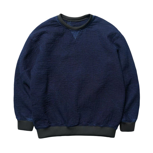Indigo Dye Sashiko Crewneck Sweatshirt