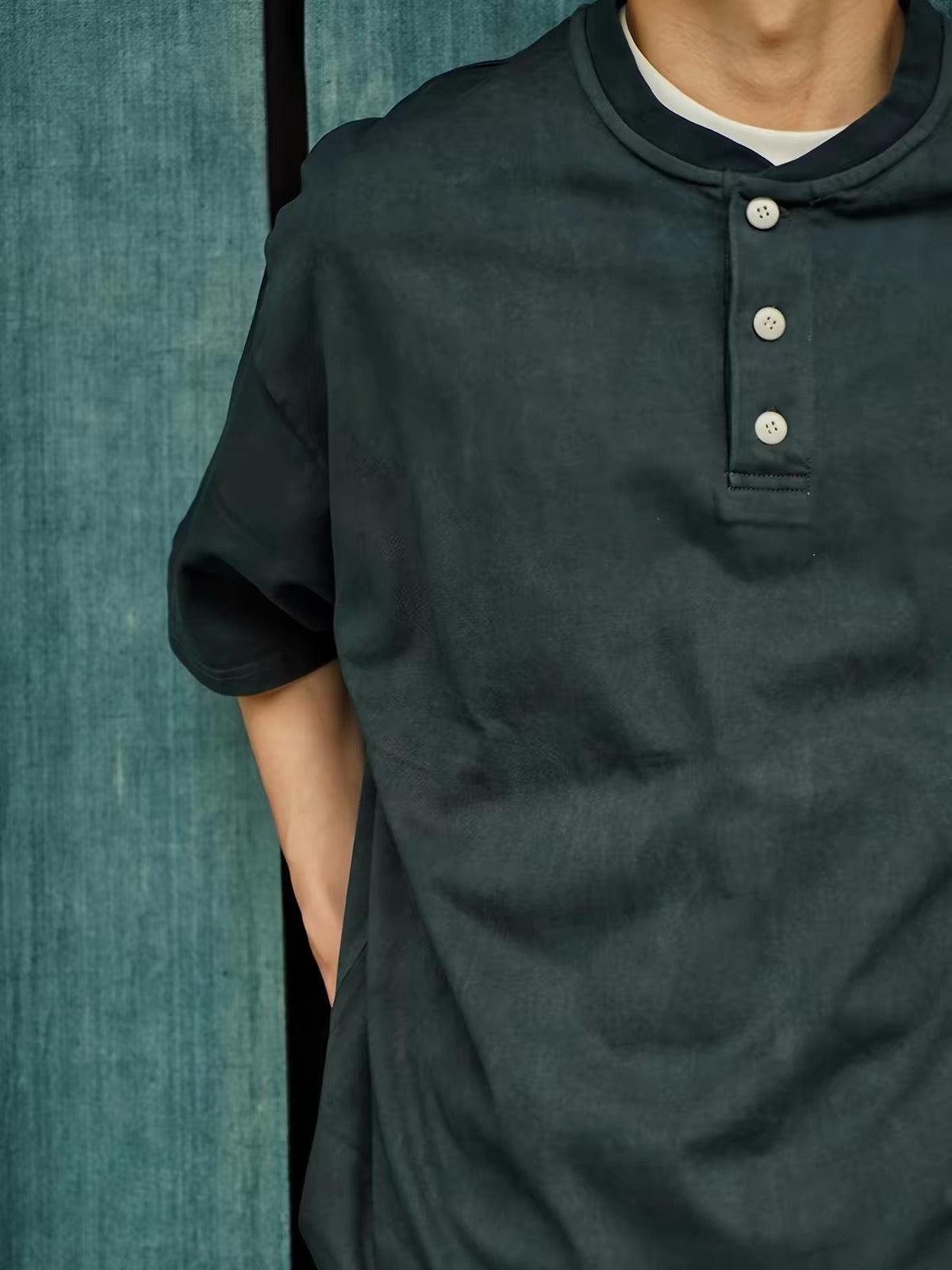 Botanical-Dyed Forest Henley Tee