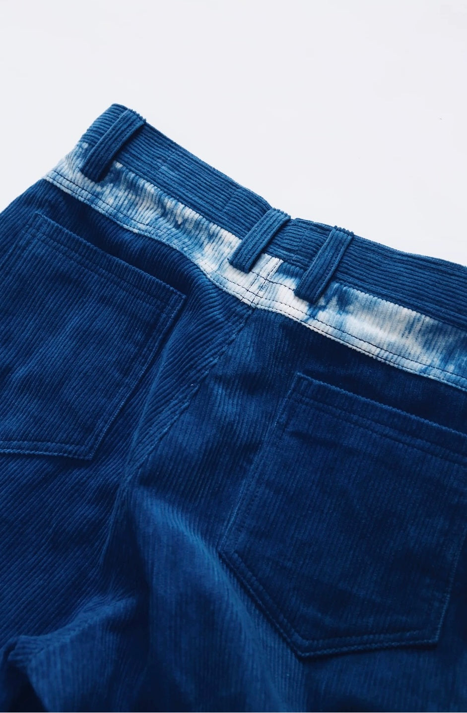 Indigo Dye Patchwork Corduroy Pants