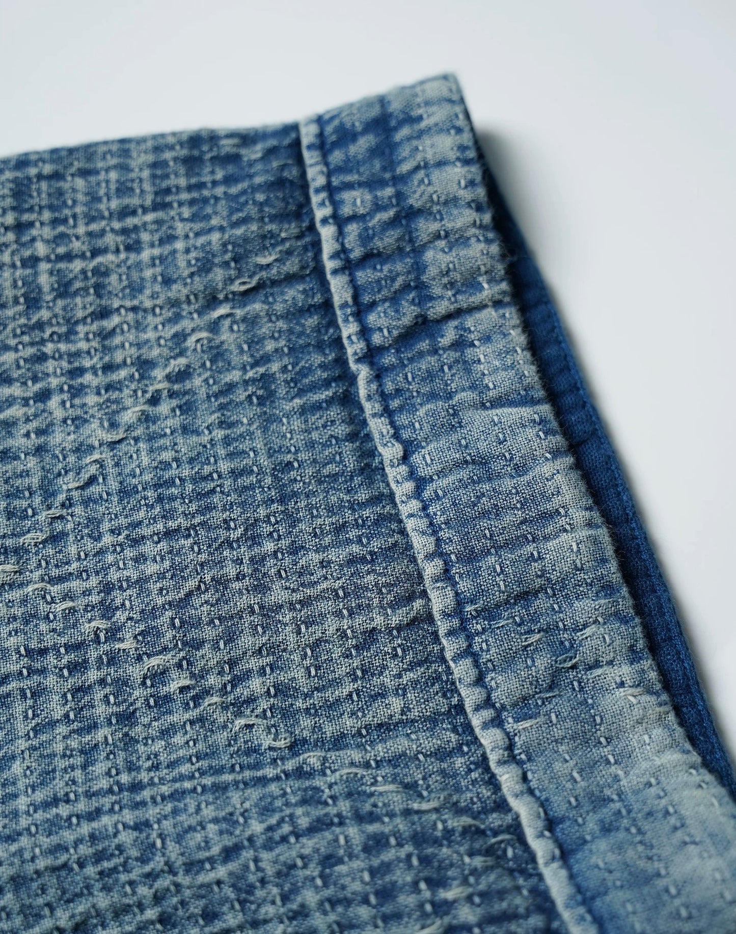 Indigo Dye Sashiko Horizon Henley Tee