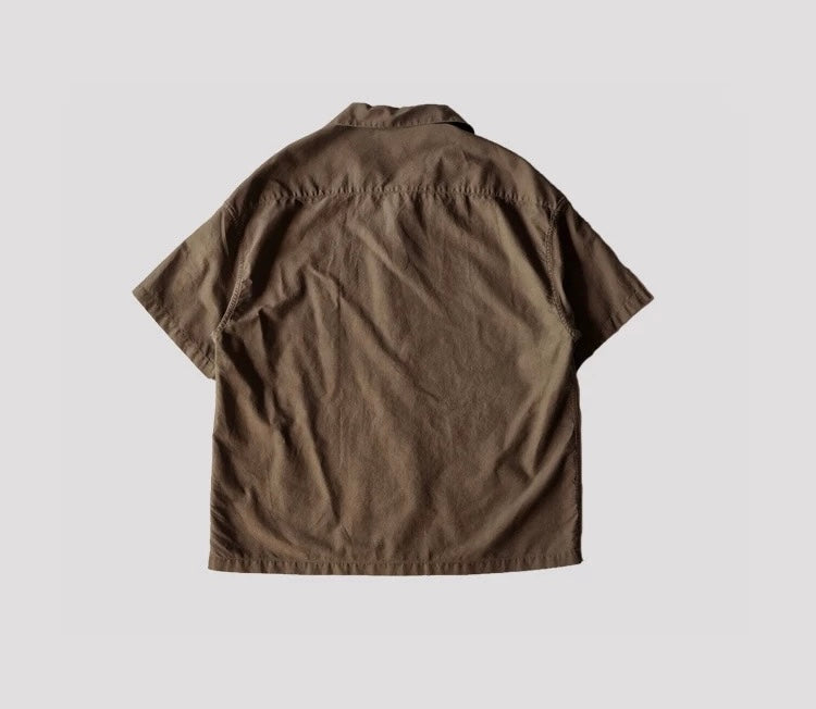 Walnut Hulls Dye Short Sleeves Aloha Shirt